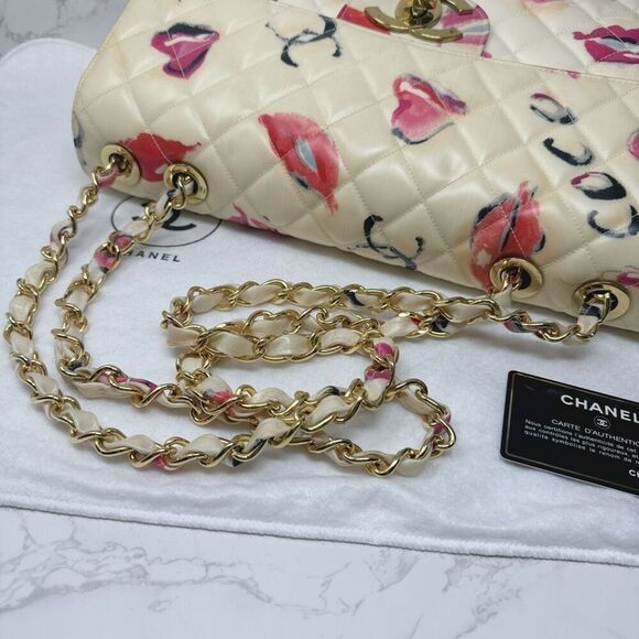 Chanel Vintage Jumbo 34 Lips & Kisses Barbie Chain Shoulder Bag - Picture 7 of 12